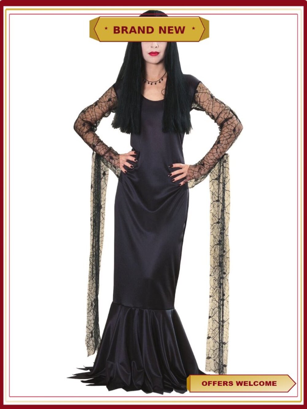 Morticia Addams Women's Halloween Costume Dress L